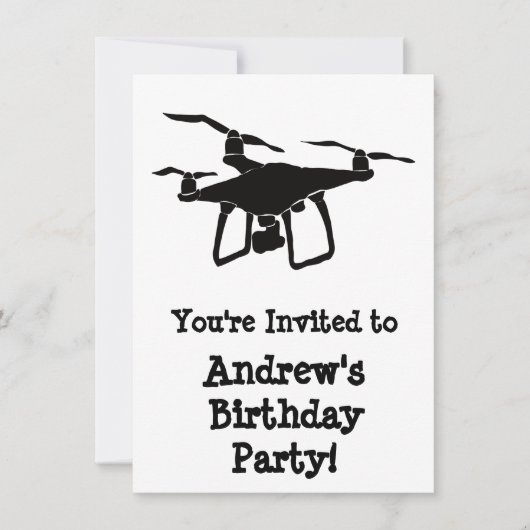 Verjaardagsfeestje voor zwarte en witte drones kaart (Voorkant)