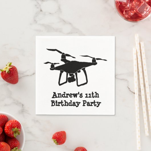 Verjaardagsfeestje voor zwarte en witte drones servet (Insitu)