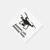 Verjaardagsfeestje voor zwarte en witte drones servet (Hoek)