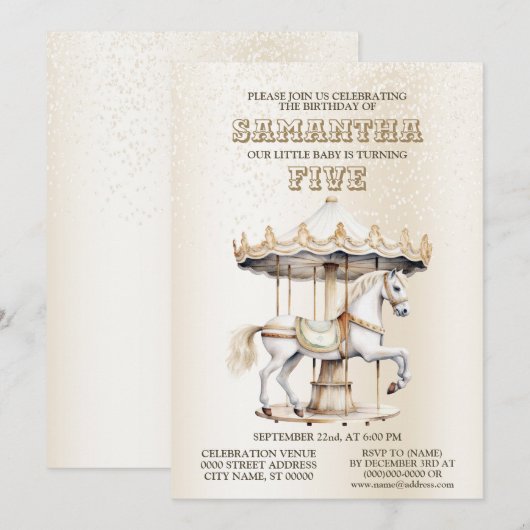 Verjaardagsfeestje Vrolijk naar ronde Circus Carna Kaart (Voorkant / Achterkant)