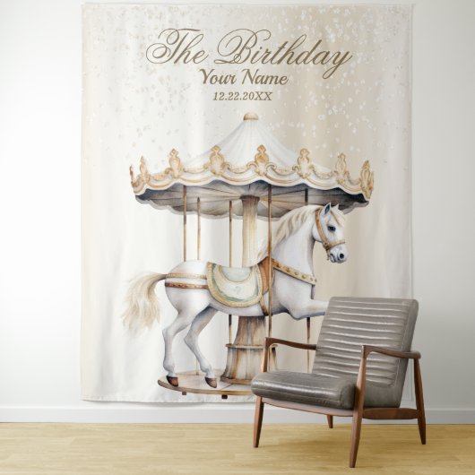 Verjaardagsfeestje Vrolijk naar ronde Circus Carna Wandkleed (In situ)