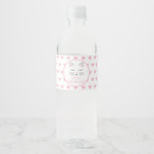 Verjaardagsfeestje waterfleslabels hartjes katje waterfles etiket (Voorkant)