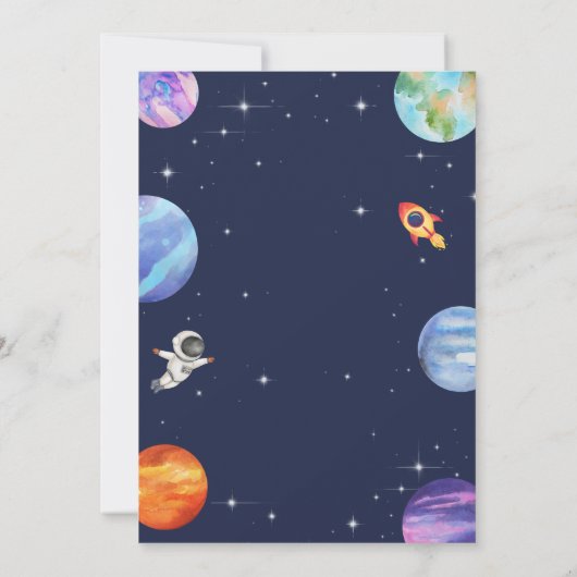 Verjaardagsfeestje Waterverf Planeten Galaxy Stars Bedankkaart (Achterkant)