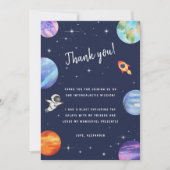 Verjaardagsfeestje Waterverf Planeten Melkwegsterr Bedankkaart (Voorkant)