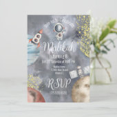 Verjaardagsfeestje waterverf Space Galaxy Astronau Kaart (Staand voorkant)