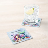 Verjaardagsfeestje Waterverf Zeemeermin Zee Leven Kartonnen Onderzetters (Insitu)