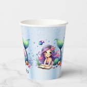 Verjaardagsfeestje Waterverf Zeemeermin Zee Leven  Papieren Bekers (Achterkant)