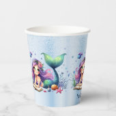 Verjaardagsfeestje Waterverf Zeemeermin Zee Leven  Papieren Bekers (Voorkant)
