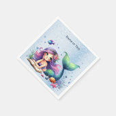 Verjaardagsfeestje Waterverf Zeemeermin Zee Leven  Servet (Hoek)