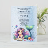 Verjaardagsfeestje Waterverf Zeemeermin Zeeleven C Kaart (Staand voorkant)
