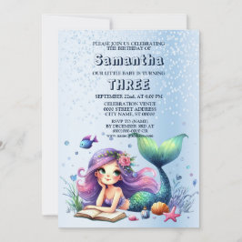 Verjaardagsfeestje Waterverf Zeemeermin Zeeleven C Kaart