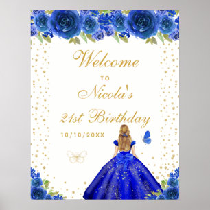 Verjaardagsfeestje Welkom Blond Haar Meisje in het Poster