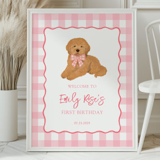Verjaardagsfeestje Welkom Gouden Doodle Puppy Poster