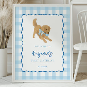 Verjaardagsfeestje Welkom Gouden Retriever Puppy Poster