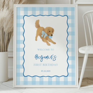 Verjaardagsfeestje Welkom Gouden Retriever Puppy Poster