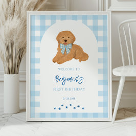 Verjaardagsfeestje Welkom voor Goldendoodle Puppy Poster