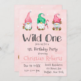 Verjaardagsfeestje 'Wild One' Kerstkabouters 1 jaa Kaart