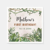 Verjaardagsfeestje 'Wilde Eén' Tropische Safari Servet (Voorkant)