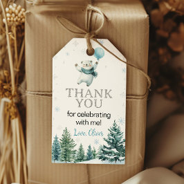 Verjaardagsfeestje Winter Ijsbeer Dank Je Wel  Cadeaulabel