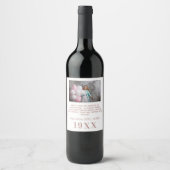 Verjaardagsfeestje wit rose goud jaar geboren foto wijn etiket (Voorkant)