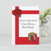 VERJAARDAGSFEESTJE, Witte Rood Waszegel Monogram, Kaart (Staand voorkant)