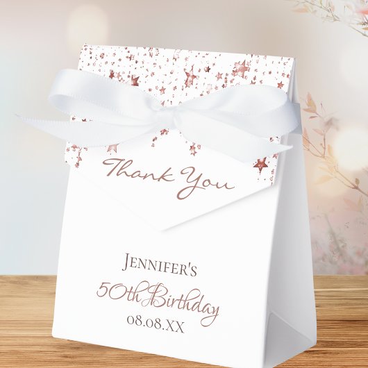 Verjaardagsfeestje witte rose gouden sterren dank bedankdoosjes