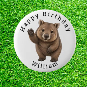 Verjaardagsfeestje Wombat Ronde Button 5,7 Cm