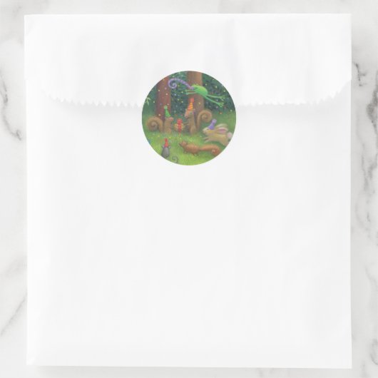 Verjaardagsfeestje Woodland Animals Ronde Sticker (Tas)