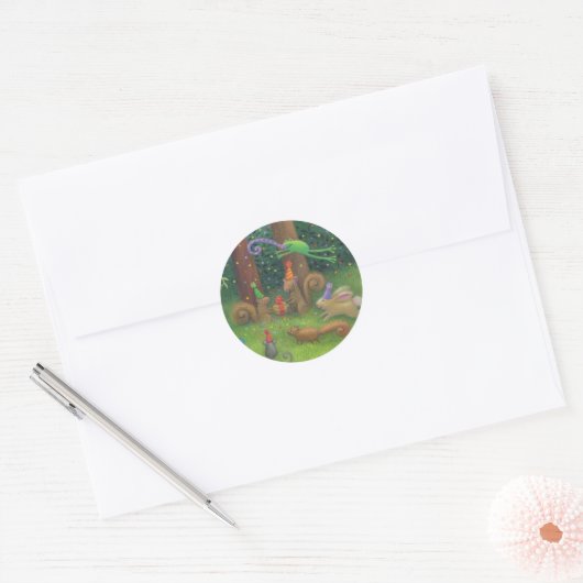 Verjaardagsfeestje Woodland Animals Ronde Sticker (Envelop)
