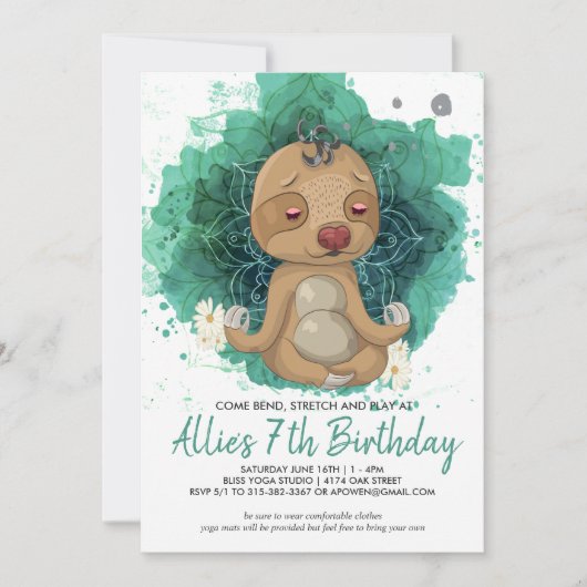 Verjaardagsfeestje Yoga voor Kinderen Uitnodiging (Voorkant)