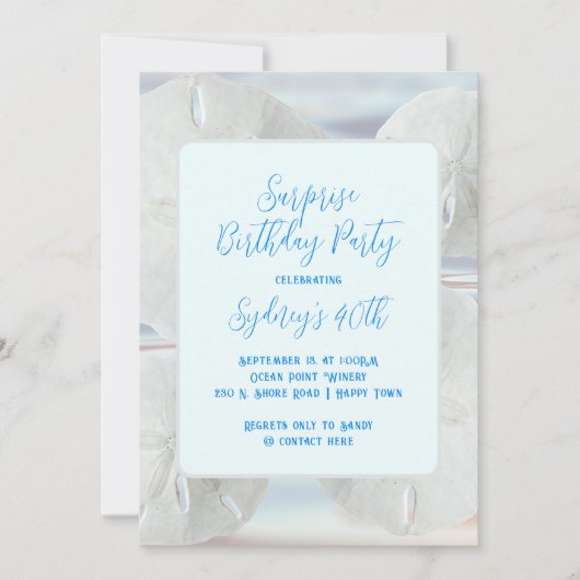 Verjaardagsfeestje Zand Dollars Uitnodiging (Voorkant)