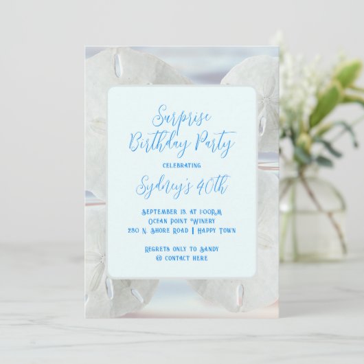 Verjaardagsfeestje Zand Dollars Uitnodiging (Staand voorkant)