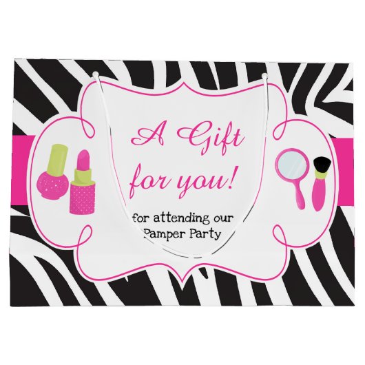 verjaardagsfeestje Zebra print Pamper party Dankuw Groot Cadeauzakje (Achterkant)
