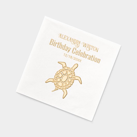 Verjaardagsfeestje zeeschildpad viering #2 naam da folie servetten (Links)