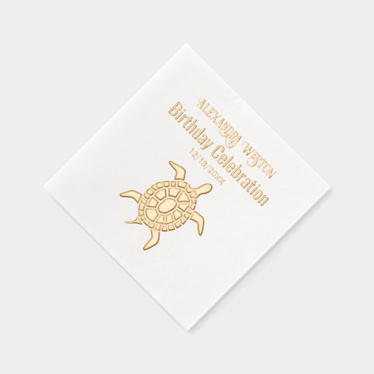 Verjaardagsfeestje zeeschildpad viering #2 naam da folie servetten (Rechts)