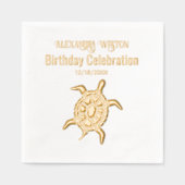 Verjaardagsfeestje zeeschildpad viering #2 naam da folie servetten (Voorkant)