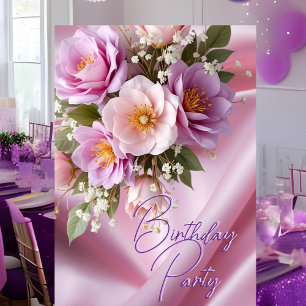 Verjaardagsfeestje Zijde Blush Roze Sering Bloemen Kaart