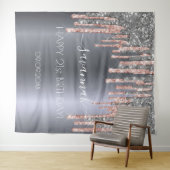 Verjaardagsfeestje zilver glitters roze druppels wandkleed (In Situ (horizontaal))