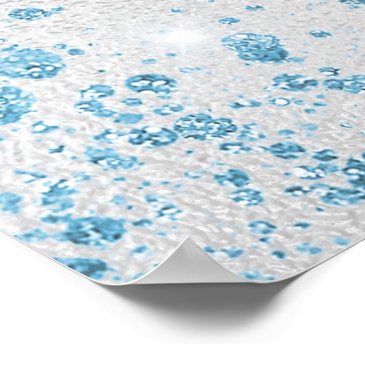 Verjaardagsfeestje zilveren blauwe glitter welkom poster (Hoek)