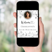 Verjaardagsfeestje zilveren sterren foto diamanten poster