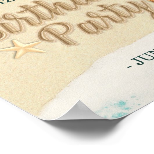 Verjaardagsfeestje Zomer Strand Zeester Zee Welkom Poster (Hoek)