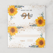 Verjaardagsfeestje zonnebloem eucalyptus gouden gl plaatskaartje (Buitenkant ongevouwen)
