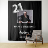 Verjaardagsfeestje zwart fotonaam man wandkleed (In situ)