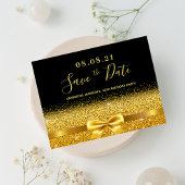 Verjaardagsfeestje zwart goud glitters save the da briefkaart