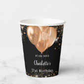 Verjaardagsfeestje zwart gouden ballonnen naam papieren bekers (Achterkant)