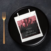 Verjaardagsfeestje zwart rood glitter ballonnen bedankzakje