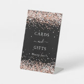 Verjaardagsfeestje zwart roos gouden kaarten cadea reclamebord met voetstuk (Voorkant)