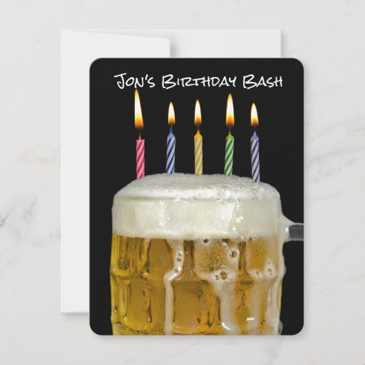 Verjaardagsfeestkaars in bier kaart (Voorkant)