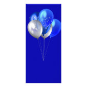 Verjaardagsfeestmenu koninklijke blauwe ballonnen reclamekaart (Achterkant)