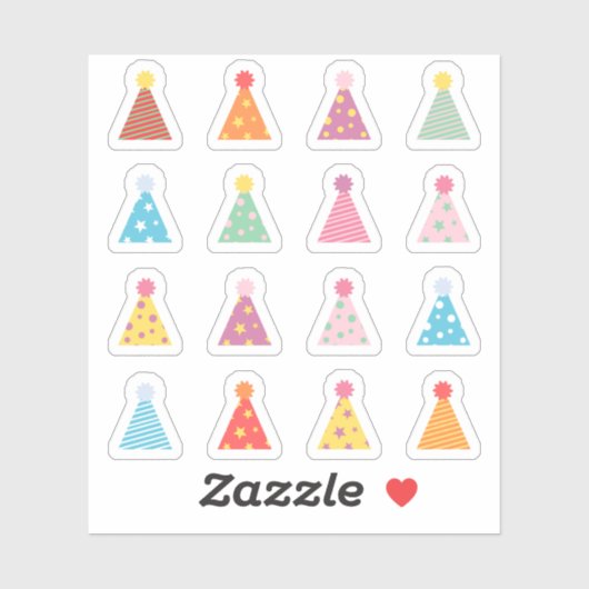 Verjaardagsfeestmutsen Bday-herinnering Bujo-agend Sticker (Vel)